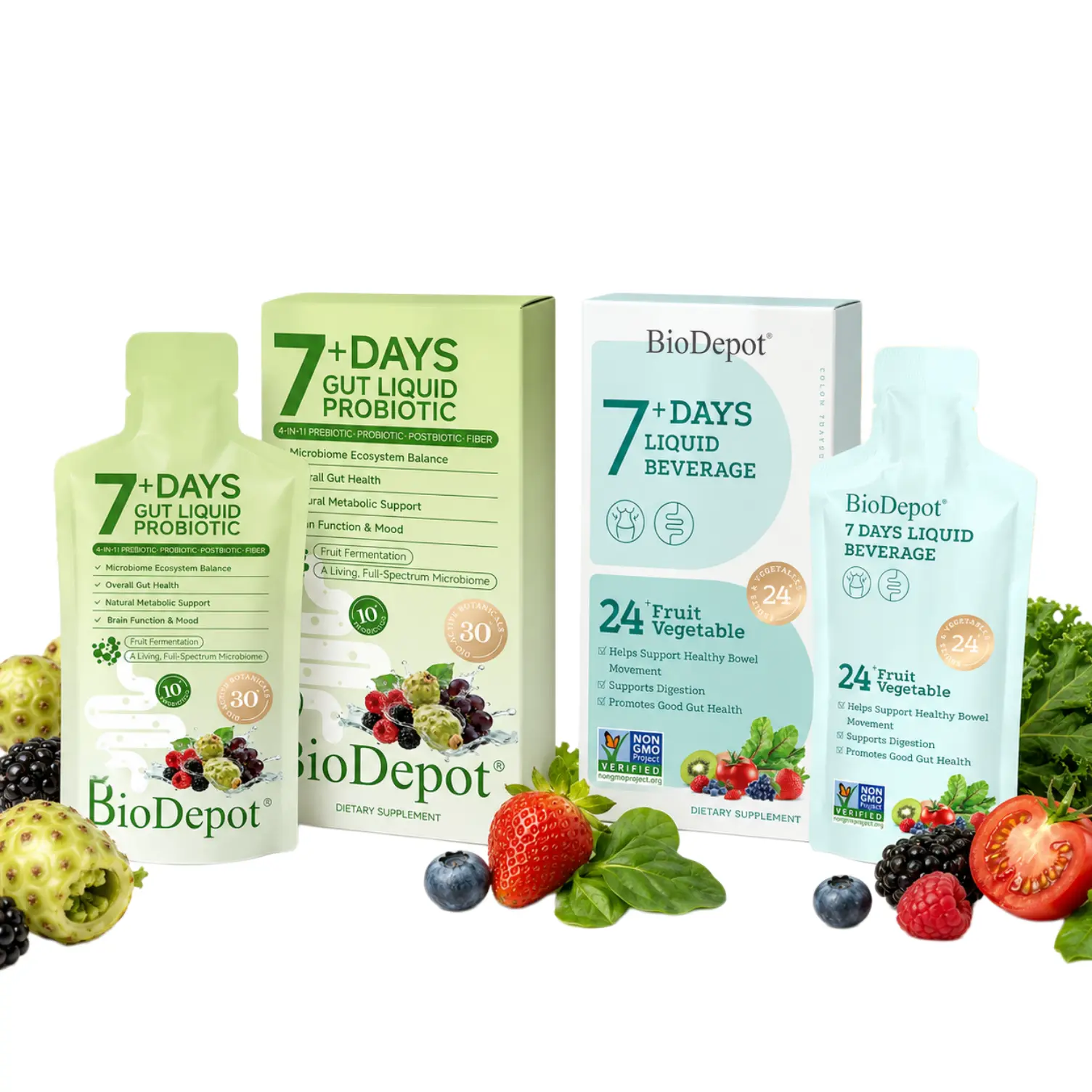 BioDepot 2-Step Organic Gut Reset Combo Kit - Healthcare Detox Cleansing Liquid + Probiotic Liquid, 14-Day Daily Digestive Support for Regular Bowel Movements, Balanced Gut Flora, Flatter Stomach,summerwins