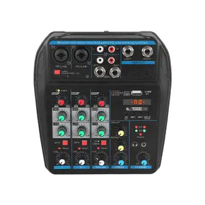Mini DJ Mixer Sound Board — Portable 4-Channel Audio Mixer with Bluetooth & USB Sound Card, Plug-and-Play for Live Streaming, Podcast, Karaoke & Party | Compatible with PC/Phone/Tablet