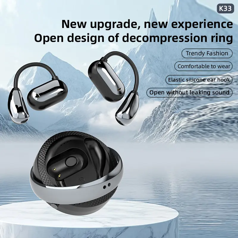 Earbud OWS Bluetooth earphones, more comfortable, sports must have, enjoyable movement, moving along, long-term battery all-weather comfort to listen to! Headset Audio Charging Black Cord Silicone Electronic Chargeable