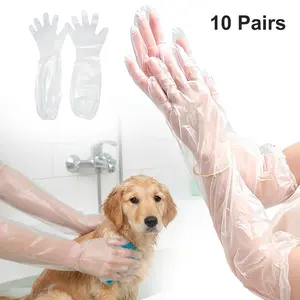 LPKEP 20Pcs/Set Long Disposable Cleaning Gloves, 60 cm/ 23.6inch Elbow Length Plastic Waterproof Sleeve for Household Duties, Kitchen, Dishwashing, Gardening