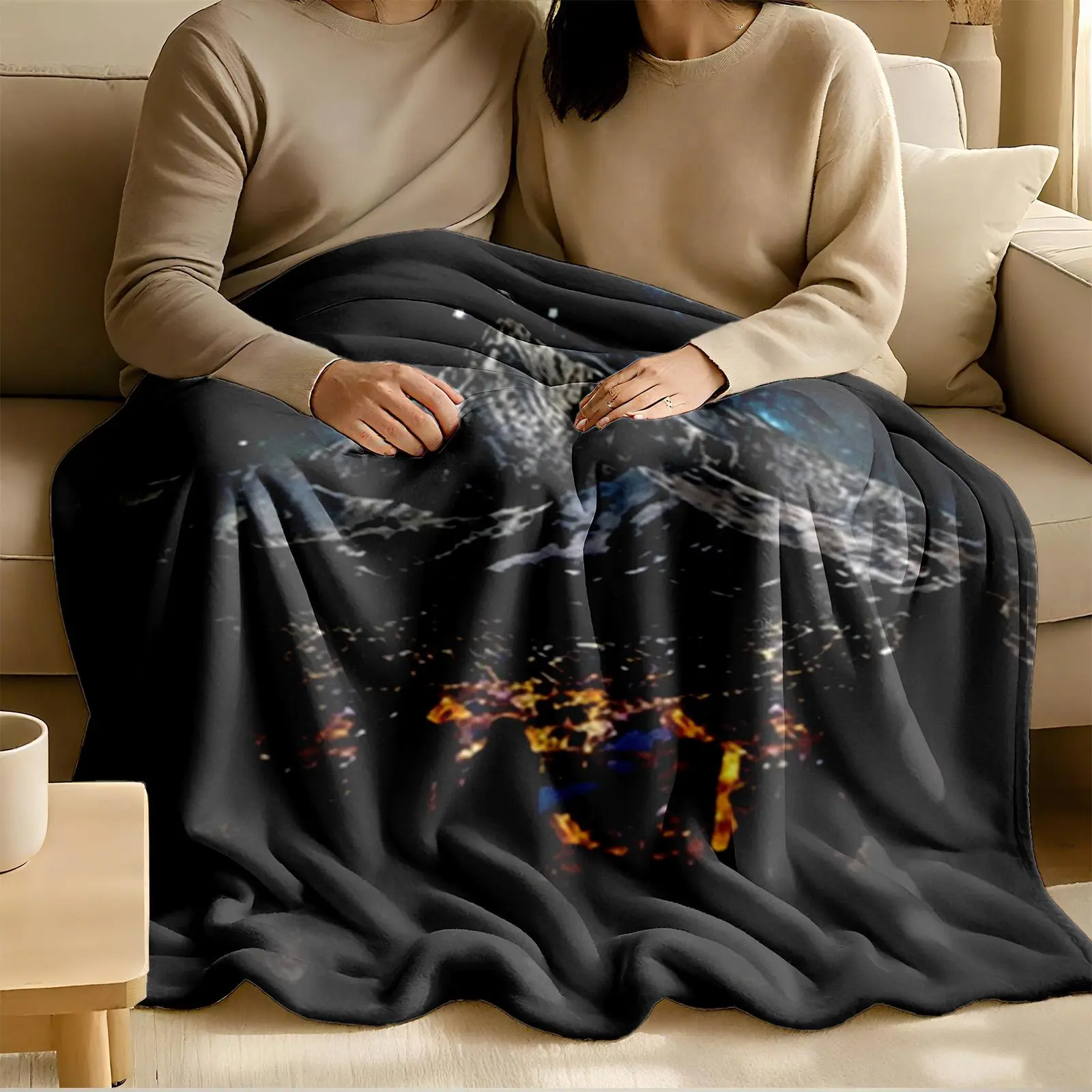 1 piece City of Starlight: Night View of Velaris themed flannel blanket - Flannel blanket with modern design, suitable for sofas and beds, all-season use, super soft and comfortable, digitally printed pattern, 100% polyester material, machine