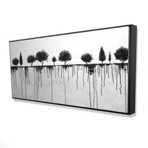 Begin Home Decor 2081-2448-LA86 24 x 48 in. Ink Bleeding Trees - Gray Framed Canvas for Living Room Decor