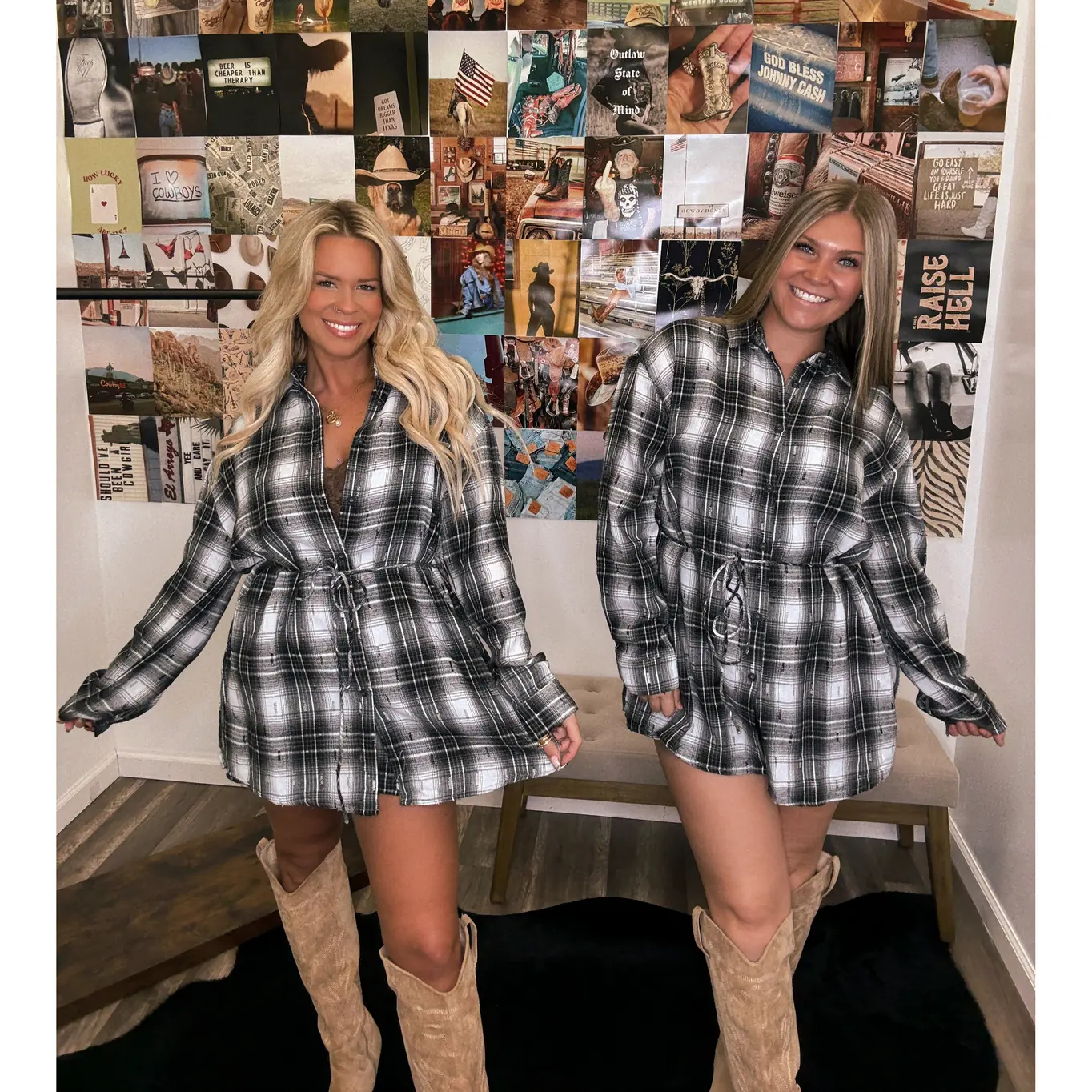 Gambler Flannel Romper Dress