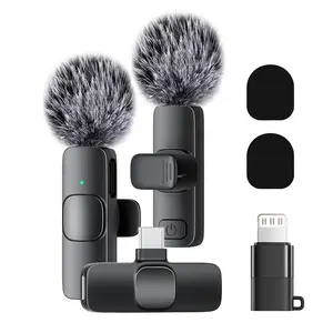 Wireless Mini Lavalier Microphone for iPhone, iPad & Android, Noise-Cancelling Plug & Play Lapel Mic for Lightning, USB-Rechargeable Microphone for Short-Video Platforms, Vlogs & Live Streaming, Live Streaming Equipment