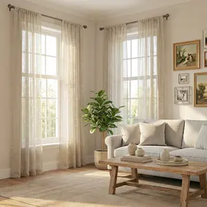 Curtain Club 4 Panels 52x95inch Foil Prined Entamin Sheer Curtains Silver Sheet Curtains, Suitable For Various Room Types Such As Kitchen And Living Room FT5001