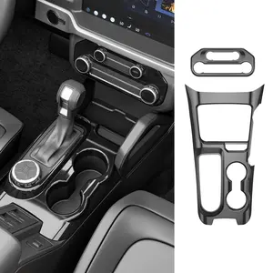 [Fits 21-24 Bronco] Gear Shift Panel Cover Compatible with 2021-2024 Ford Bronco Air Conditioning Switch Panel Cover ABS Glossy Black Center Console Trim Replacement for 2021-2024 Ford Bronco Accessories
