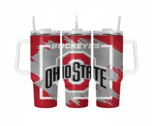 Ohio State 40oz Tumbler Stainless Steel Ice Cold 24h Full Wrap, Best Present for Ohio State Lover and Fan