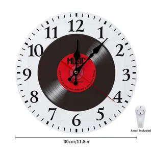 Music Theme Wall Clock – Aesthetic Vinyl Record Design, Silent Non-Ticking Clock, Modern Room Decor for Bedroom, Studio & Music Lovers