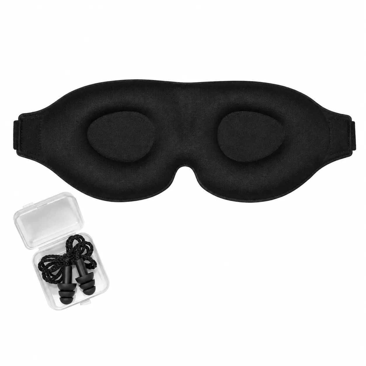 NATUREPlus Memory Foam 3D Contoured Cup Light Blocking Sleep Mask, with Reusable Ear Plugs Set for Adults, 2 Piece Set, Adjustable Strap