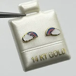 14k rainbow screw back earrings