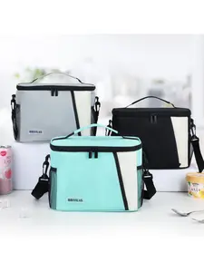 Large-capacity crossbody lunch bag for daily commutes to the restaurant kitchen, dopamine color-blocking picnic cooler bag, insulated lunch bag