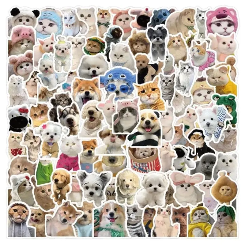 [Random 5 Stickers] Kawaii Cat Dog Stickers, Cute Stickers, Adhesive Decals, Art Stickers