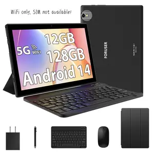 FORUSER Android 14 10-Inch Tablet with WiFi 6 | 12GB RAM + 128GB ROM (Up to 1TB) | 8000mAh, Dual Cameras, BT5.0, Type-C, OTG, Keyboard & Mouse