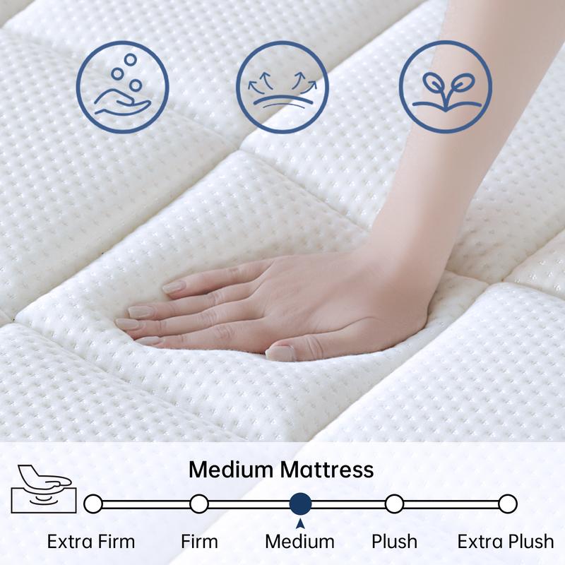 【SD】16 inch Queen size King Size Mattress in a Box, Medium Pocket Spring and Gel Memory Foam for Superior Comfort, Pressure Relief, Strong Edge Support
