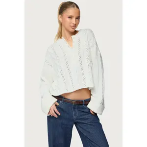 Marianna Button Cable Knit Sweater