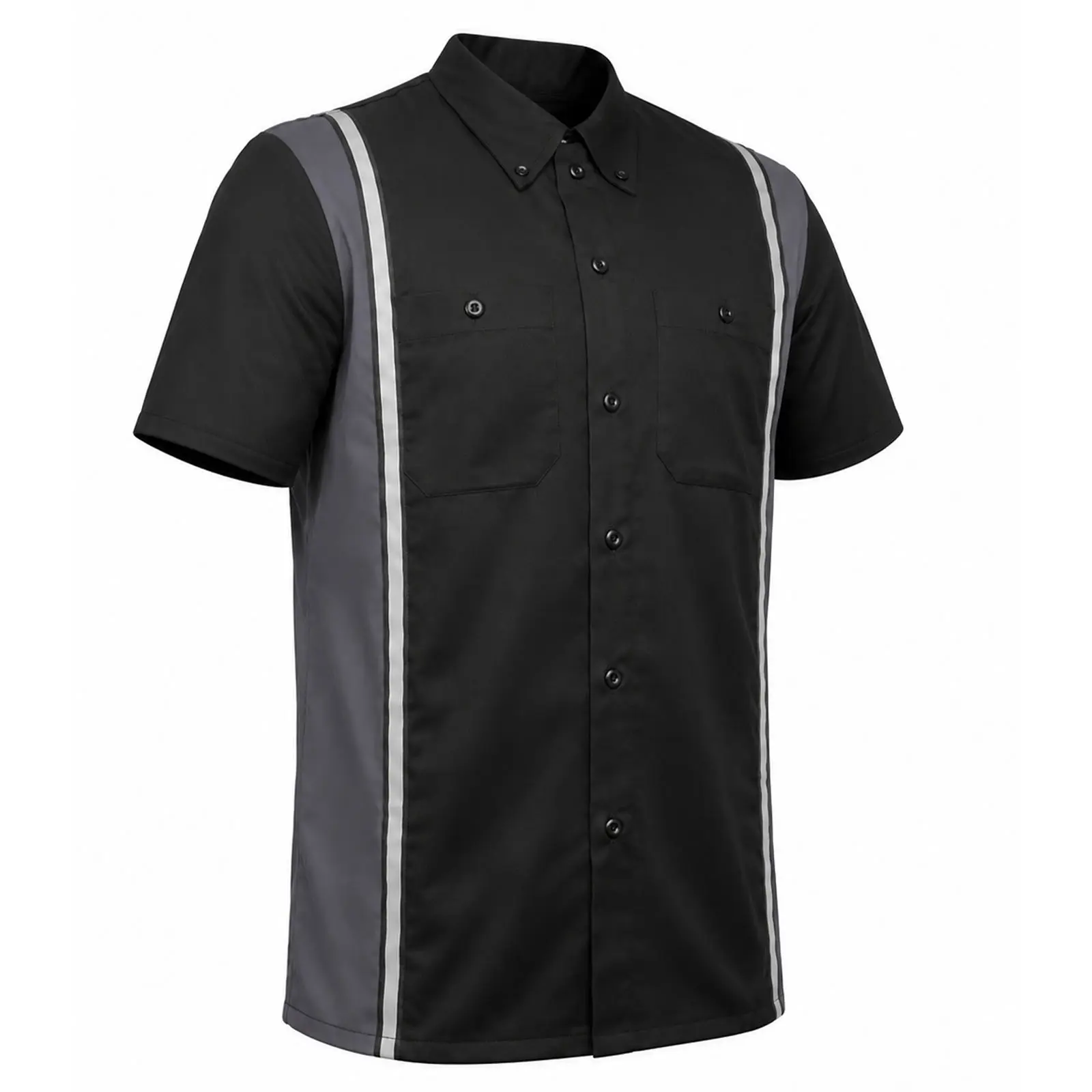 MMCC Men’s Classic Mechanic Work - Button-Down Garage Shirt with Reflective Strip - Roady Red, Rider-Built