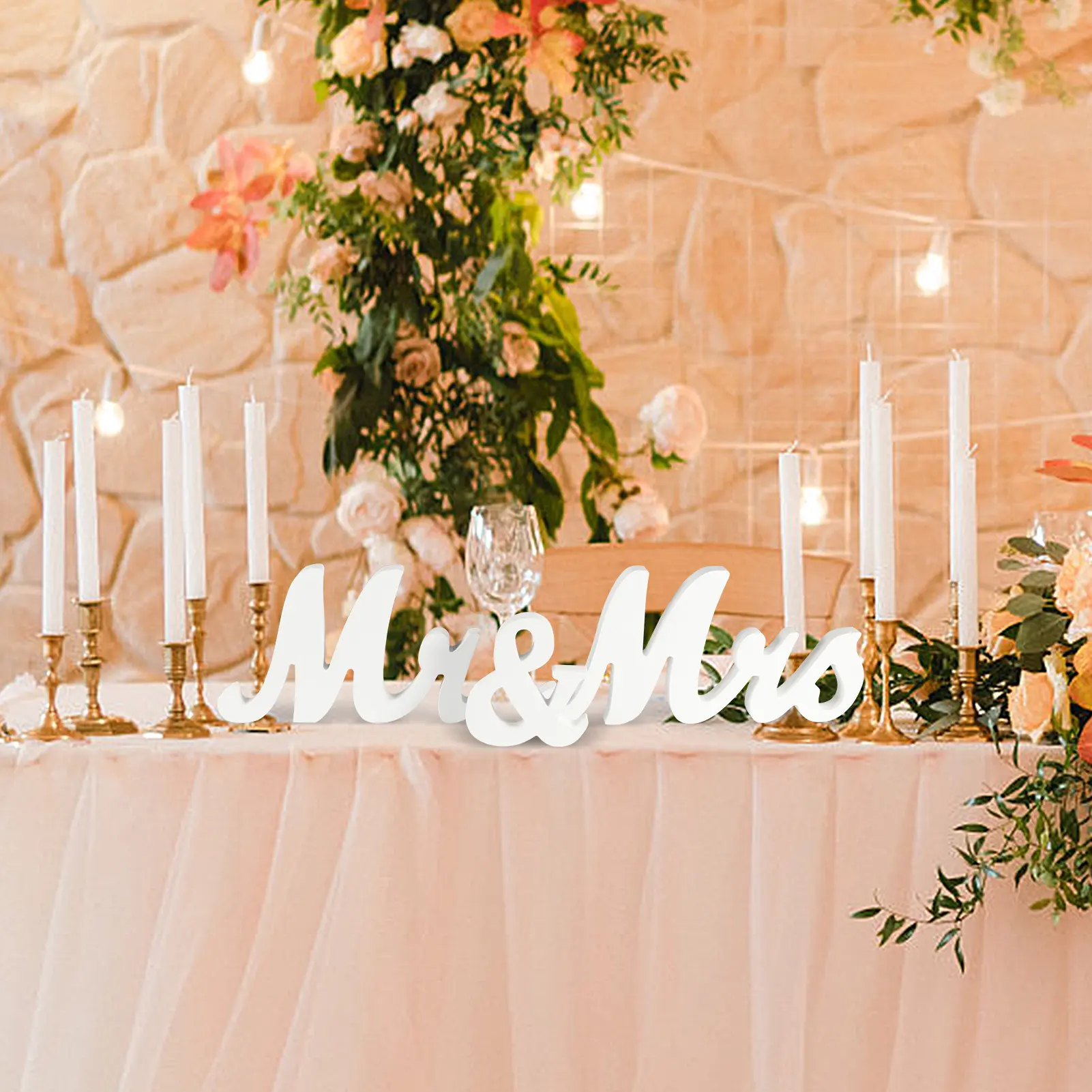 Large Mr and Mrs Sign for Wedding Table, Freestanding Wooden Mr and Mrs Letter for Sweetheart Table Decor, Mr & Mrs Wedding Decorations for Reception, Photo Props Set Smooth