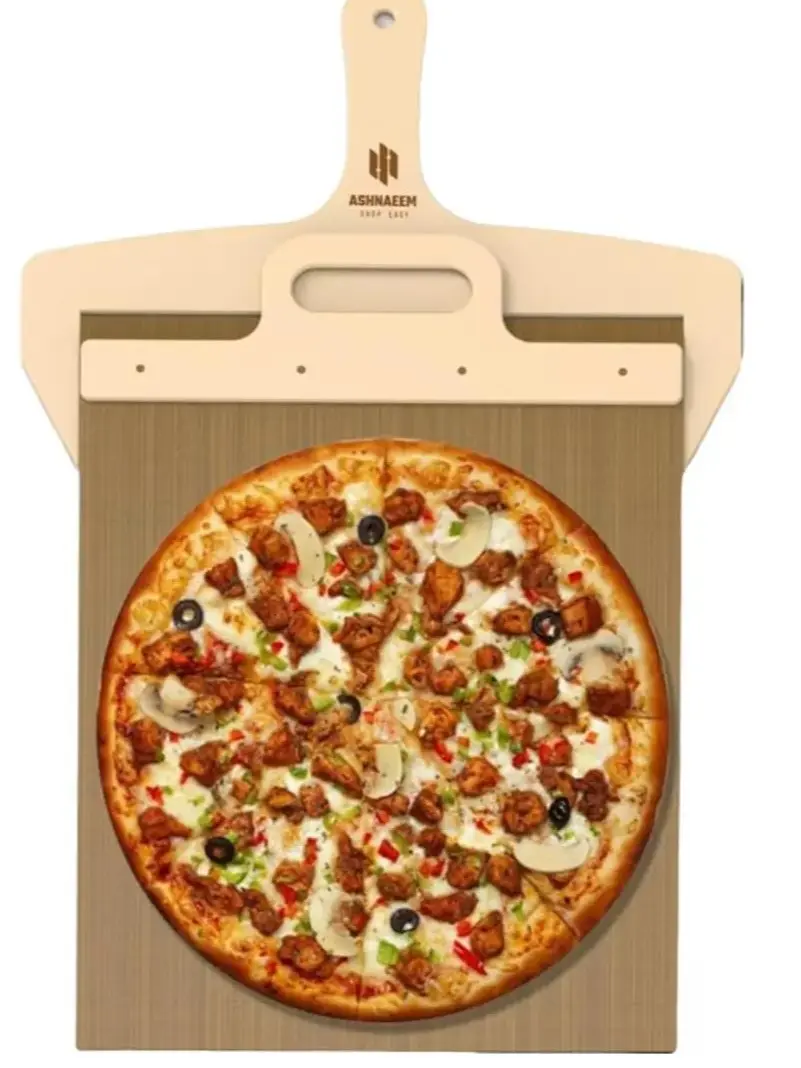 Premium Sliding Pizza Peel | Non-Stick Pizza Spatula Paddle with Wooden Handle | Smart Pizza Slider for Indoor & Outdoor Ovens | Large 19.68" x 11.81" Pizza Board Kitchen Pasta Lightweight Utensils