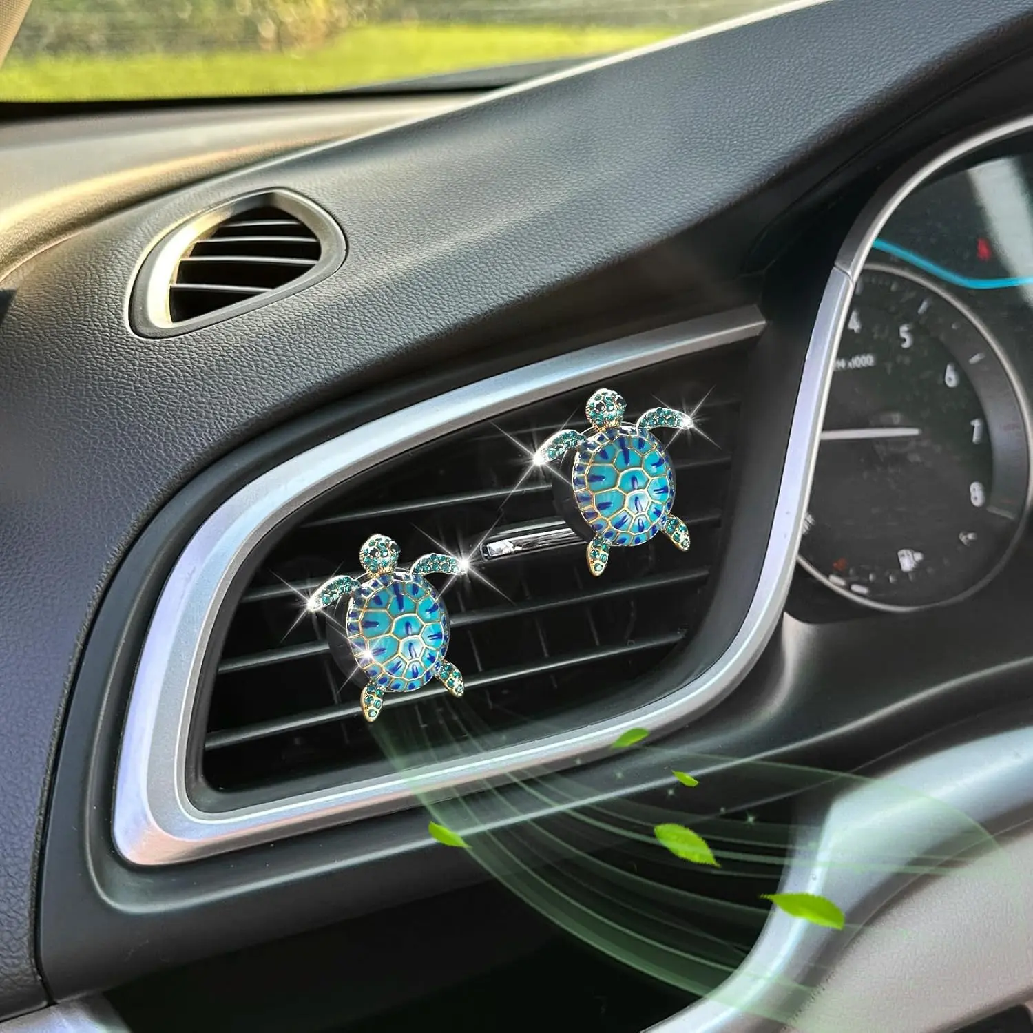 2 Counts Turtle Car Decor, Cute Beach Theme Car Fragrance Air Freshener Vent Clips, 2 Piece Charming Blue Sea Turtle Coastal Car Accessories, Car Interior Accessories, Car Scent