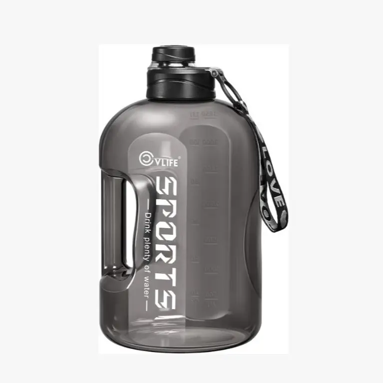 [Hot] 1 Gallon Water Bottle with Handle Large Gallon Water Jug with Strap Big Sports Bottle for Gym Reusable Black Water Container 128 oz Leak Proof BPA Free Default