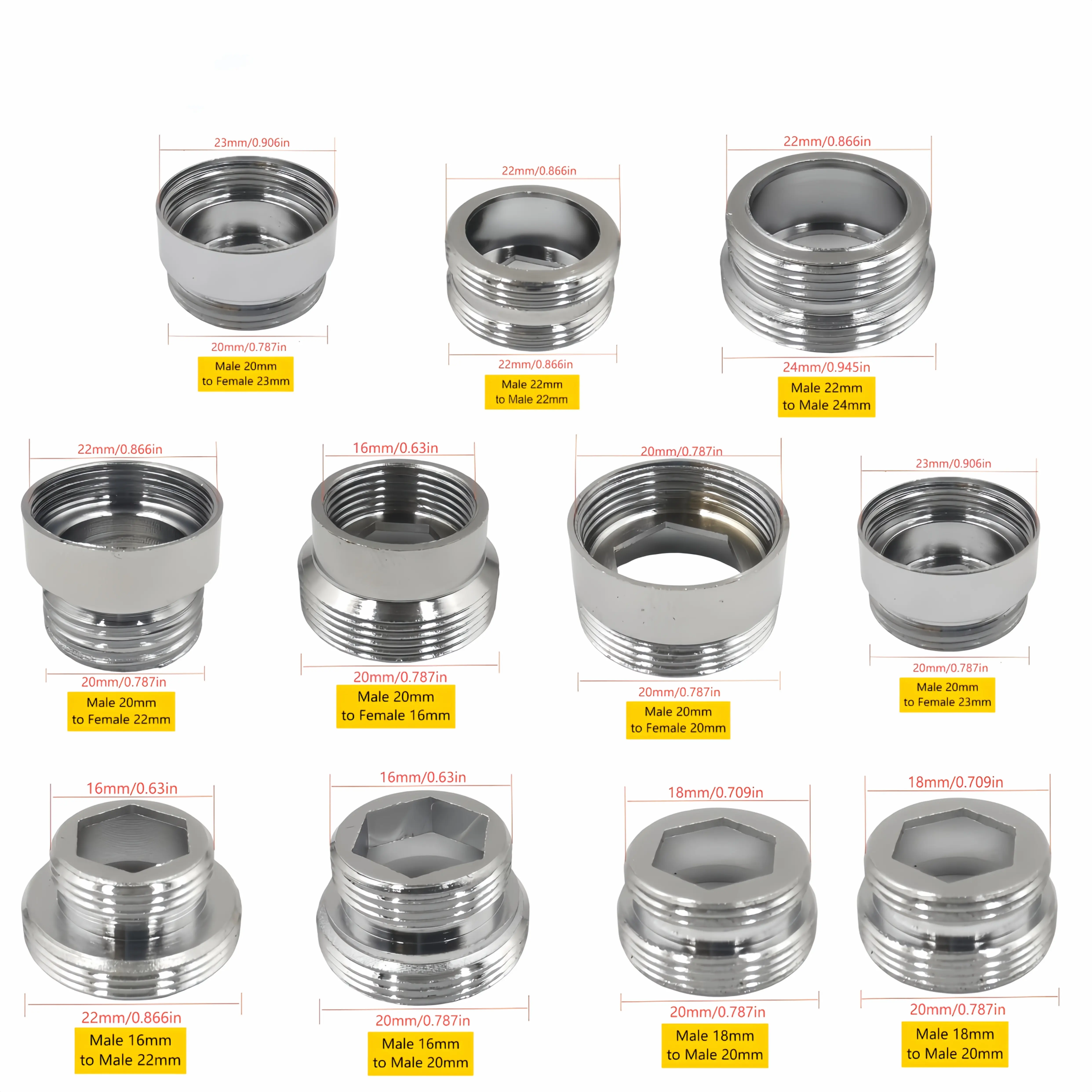 11pcs Faucet Adapter Kit, Kitchen Sink Aerator Adapter Female to Male for Water Filter, Bathroom Faucet Adapter
