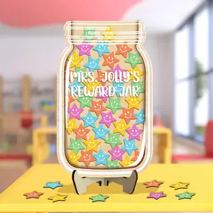 Personalized Teacher Name Rewards Jar, Classroom Reward Jar Plaque And Sign, Teacher Star Jar, Classroom Decor