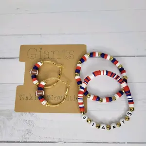 Giants Inspired Clay Bead Bracelets Earrings Jewelry Sets