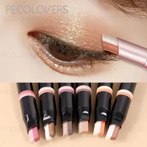Dual-Shade Pearlescent Eyeshadow Sticks - Waterproof, Sweatproof & Smudge-Proof, Long-Lasting Coral & Rose Shades for Stunning Metallic Eye Makeup Looks, Waterproof Eyeshadow