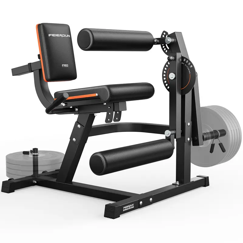 FED Fitness LE1 Leg Extension & Leg Curl Machine - 700 lbs Capacity Compact Steel Frame Adjustable Exercise Machine, Height Adjust. for 1" or 2" Plates, Foam-Enhanced Home Strength Training Equipment for Hip Thrust