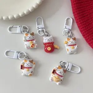 5/25pcs Lucky Cat Keychains, Cute Charms Keychain, Keychain Set, Cute Cartoon Bag Hangers, Couple and Best Friend Gifts, Soft and Cute Student Ornaments