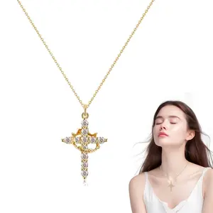 Simple Crown & Cross Pendant Choker Necklace For Women & Men & Girls Pretty Crown Cross Necklace For Daily Party Clothing Decor Trendy All-match & Exquisite Jewelry For Mother's Day Gift For Easter