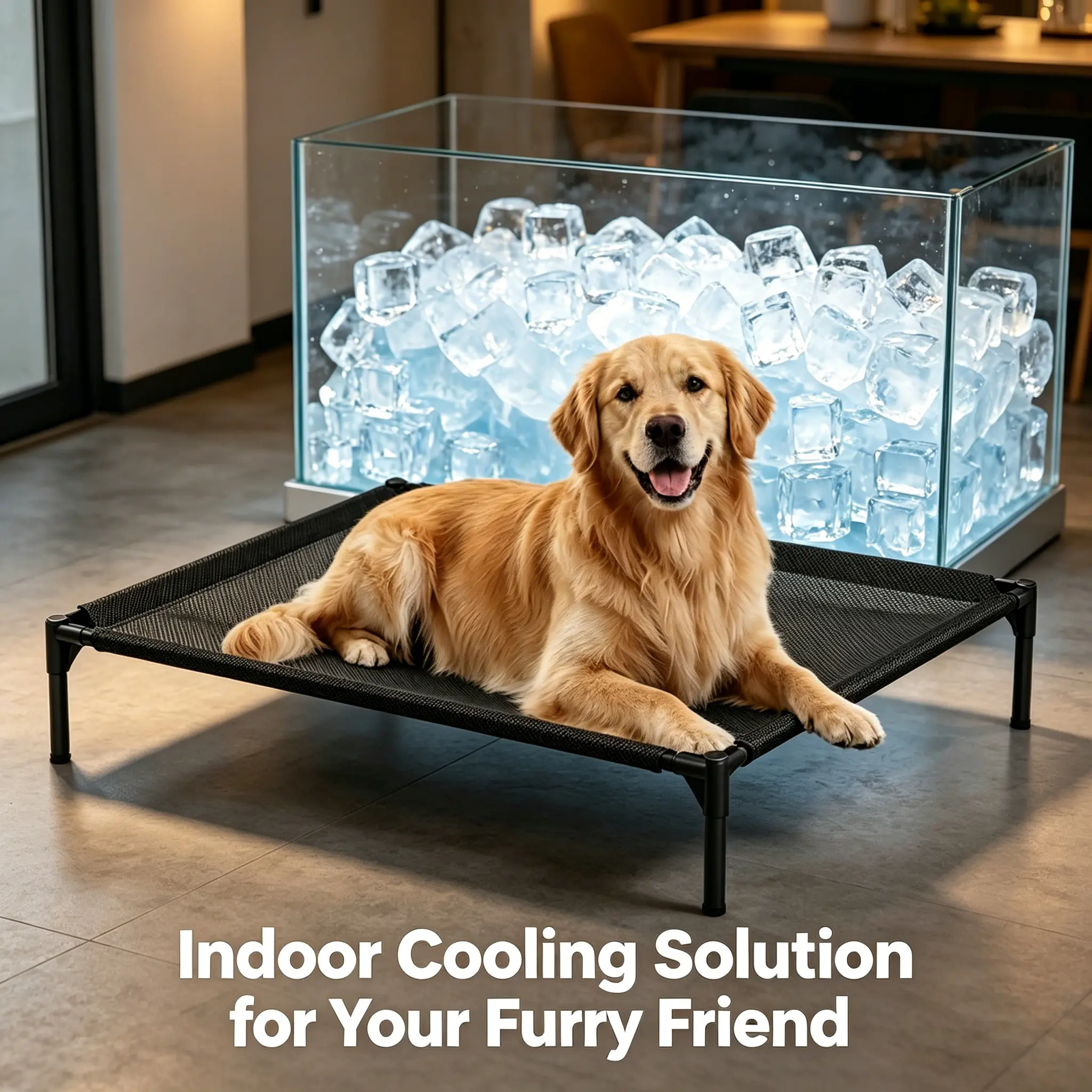 Extra Large Cooling Elevated Dog Bed for Large Breeds - Heavy Duty Breathable Teslin Mesh Cot, Portable, Plain, Machine Washable, Non-Slip Textilene Ft, Indoor Outdoor Summer Pet Bed, Machine Wash