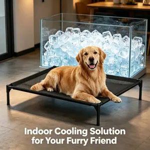 Cooling Elevated Dog Bed for Large Breeds - Extra Large Breathable Mesh Cot, Heavy Duty, Portable, Washable, Indoor Outdoor Pet Bed for Summer Cooling teslin