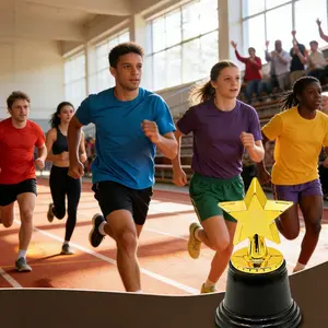 12-Piece Star Trophy Set, Small Plastic Trophies for Student Competitions, Mini Creative Party Honor Stars Awards