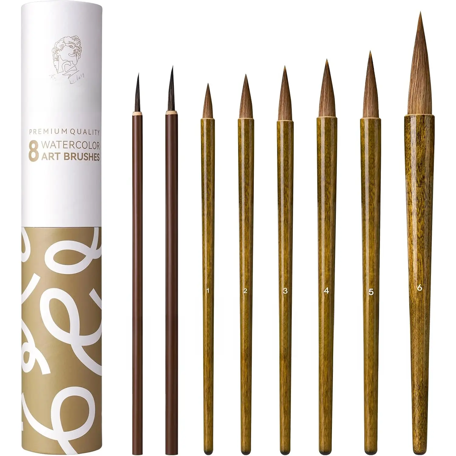 Watercolor Brushes 8 count,Round Pointed Tip  Brush Art Brush for Watercolor  Gouache Inks Painting Chinese Calligraphy