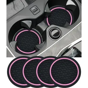 4 count  Coasters,  Accessories Interior, 2.75 Inch Non-Slip Cup Holder Coasters for   (Black&)
