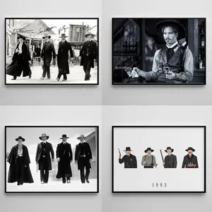 Vintage Tombstone Movie Canvas Poster Wall Art, Classic Film Print Featuring Wyatt Earp, Doc Holliday and Earp Brothers' Iconic Walk Scene, Ideal for Living Room and Bedroom Wall Decor