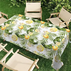 Rectangular Tablecloth, Tropical Palm Leaf Lemon Pattern, Indoor Outdoor Decor, Home Kitchen Dining Room, Party Wedding Garden Decoration