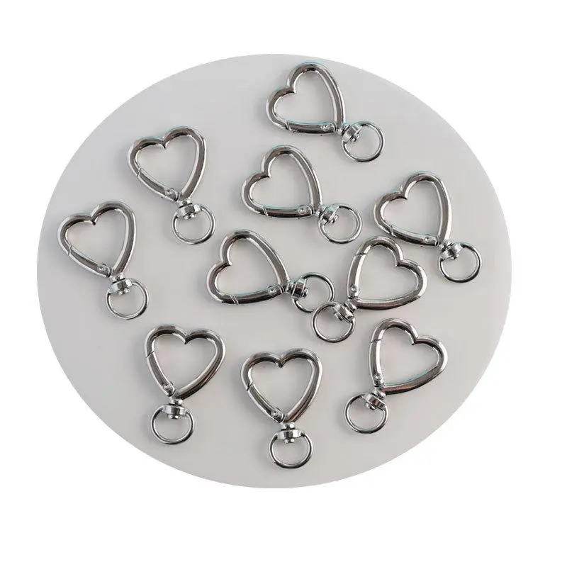 Heart Shaped Keychain Clip, Stainless Steel Spring Clip for Crafts and Gifts, DIY Creative Design Key Ring Accessories for Car Key, Minimalist Heart Charm Decor