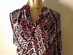 Large Argyle 100% Silk Jersey by the Yard - Modern Diagonal Plaid in Black, Maroon, Wine, White, Gray, and Taupe