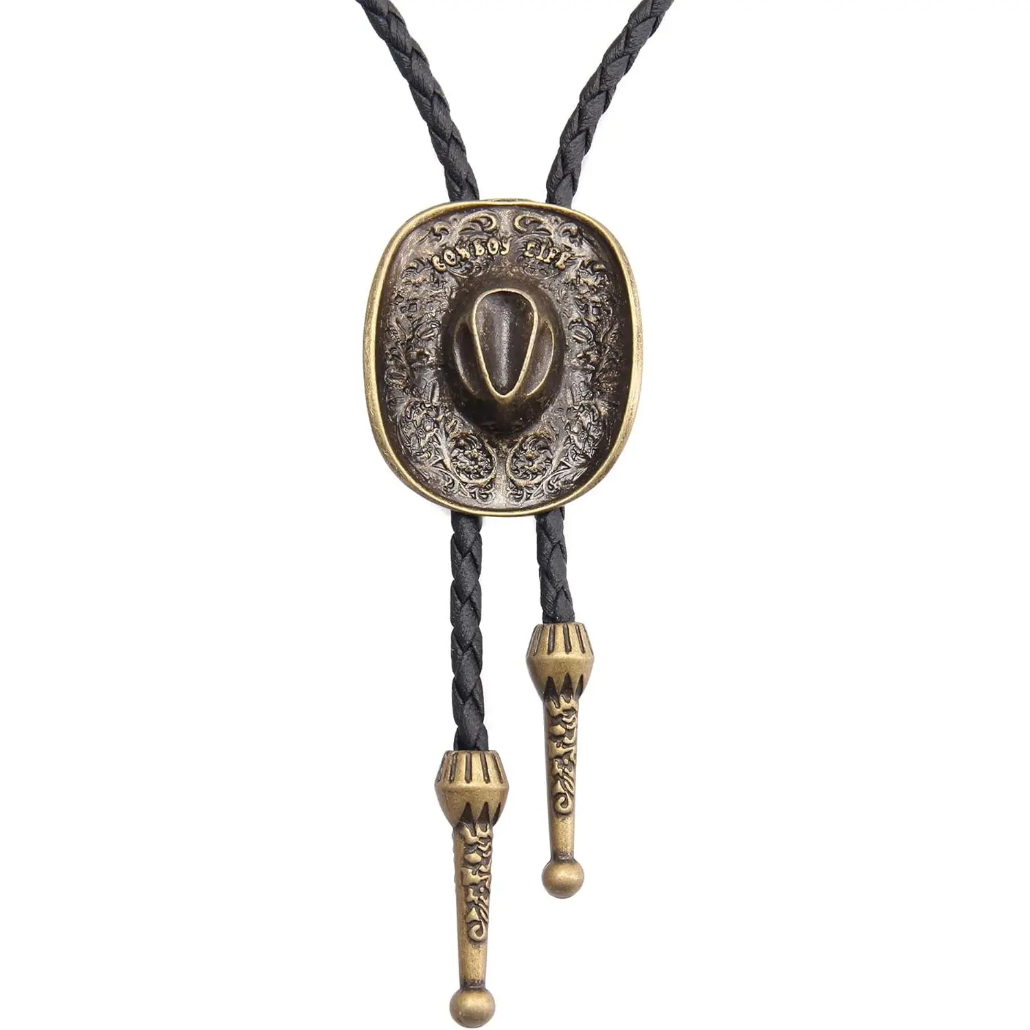 Turquoise Stone Bolo Tie with Leather Rope Western Cowboy Tie Unisex Accessory Groomsmen Gift for Him
