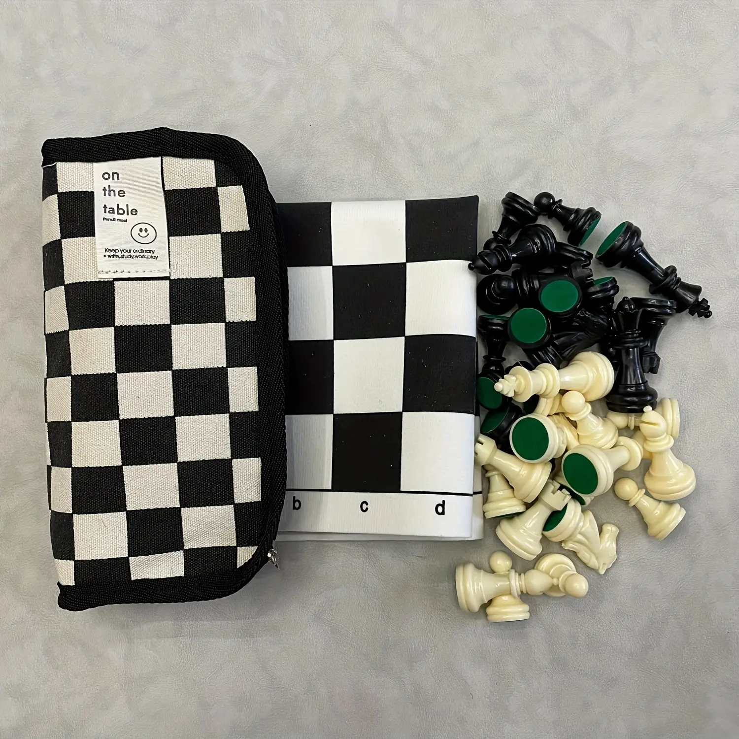 Portable Chess Set 13.4" Folding, Durable PP Material, Full Set of 32 Pieces, Travel-Friendly with Storage Bag, Outdoor Game for Ages 14+