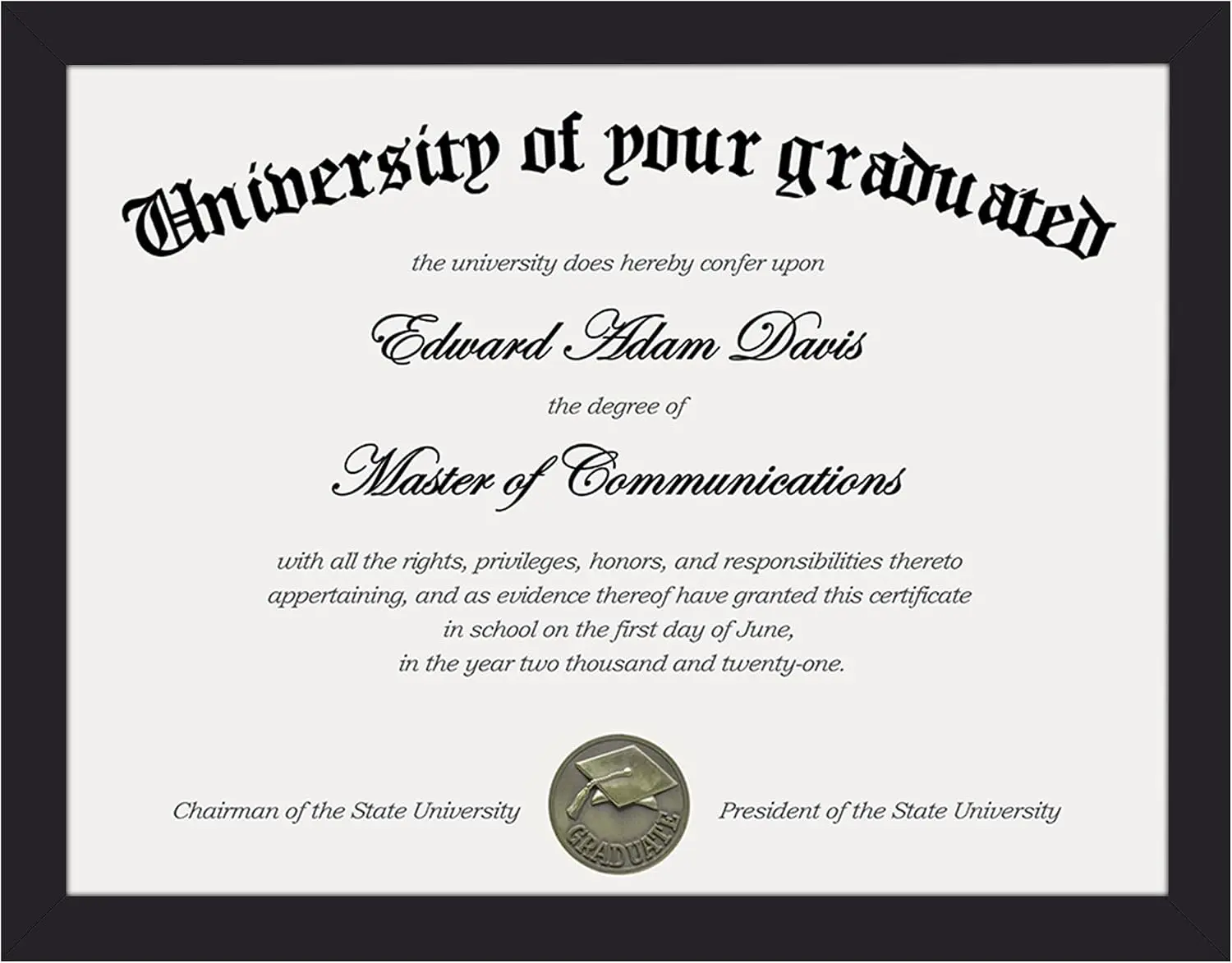 Certificate Frame, 8.5 by 11 Diploma Frames, 1 Pack, Black Clear Plexiglass, 8.5x11 Document Degree Frames for Gallery Wall and Tabletop, Graduation Gift