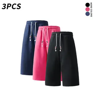 3PCS Men’s Cotton–Polyester Blend 3/4 Length Sweatpants, Loose Fit Drawstring Capri Pants for Summer Streetwear & Everyday Wear (Available in 3-Pack or Single Pack)