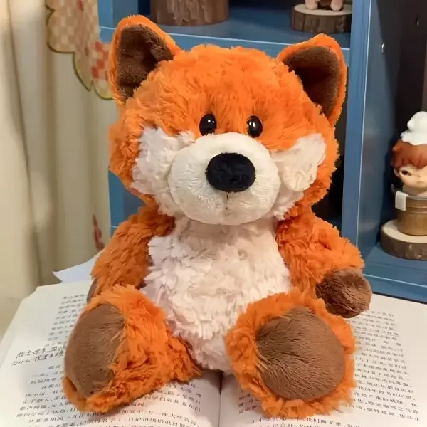 35cm Shaggy Weighted Core Fox Plush Stuffed Toy - Soft Plushie Doll, Unisex Cute Fluffy Orange Stuffed Animal, Birthday Gift for Kids, House Decoration Moon Pals