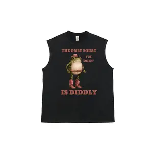 “THE ONLY SQUAT I'M DOIN' IS DIDDLYMen's” vintage washed pure cotton vest