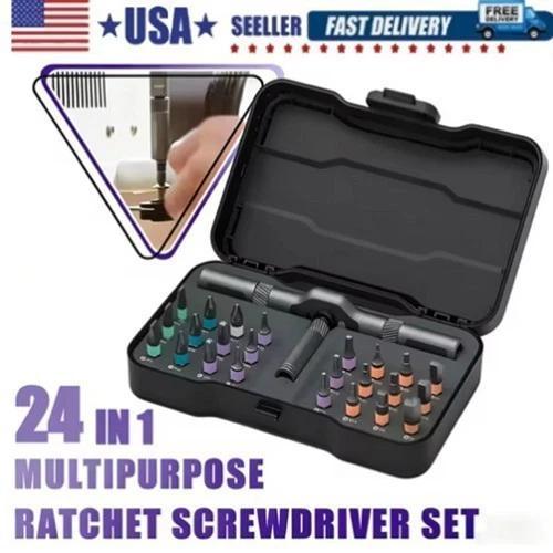 25Pcs 24 in 1 Multifunction Screwdriver Head Set Household Repair Ratchet Wrench