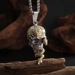 Skull snake wrapped personality dark hip-hop trendy accessories skull pendant summer accessories