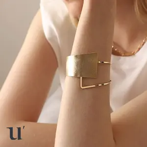 Minimalist Gold Cuff Bracelet  Adjustable Open Bangle