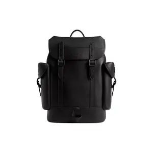 COACH Hitch 31 Solid-Color Top-Zip Backpack with Multiple Pockets, Glove-Tanned Leather, Large Size, Women’s, Black